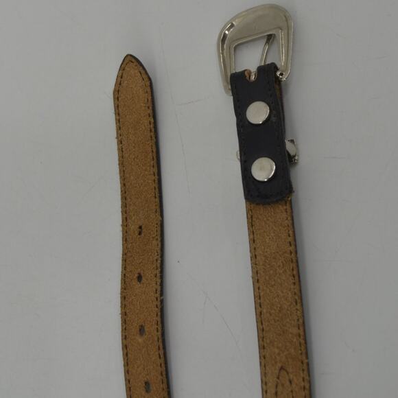 Skinny Leather Belt Western Black Red White Rodeo Cowgirl M - Picture 7 of 11